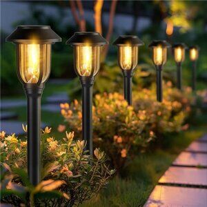 12 Pack Solar Lights Outdoor Waterproof Pathway Yard Garden Driveway Warm White